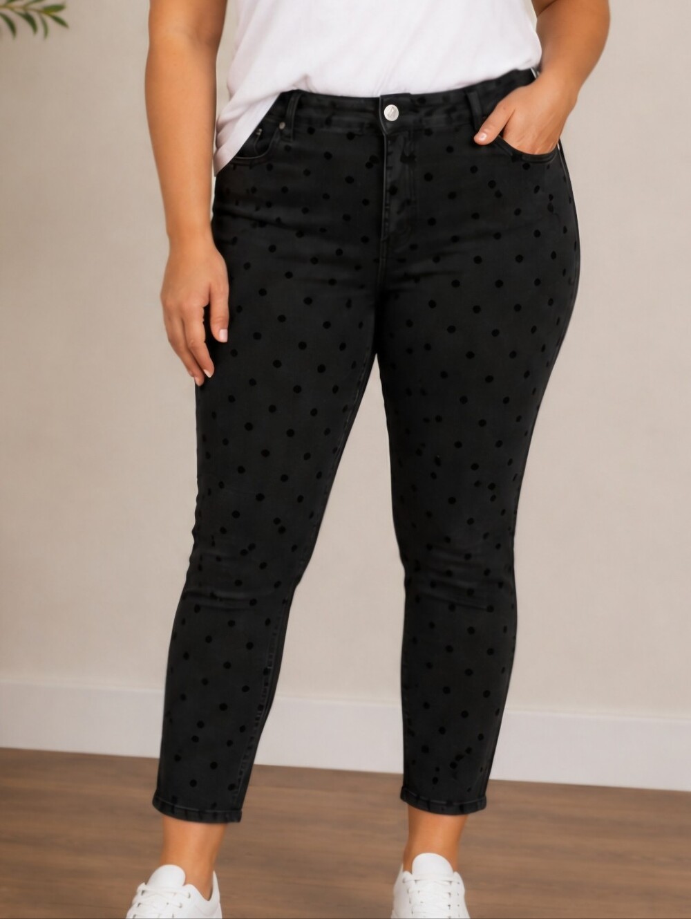 D10 NWOT American Eagle Velvet Polka Dot Denim Jeggings Stretch Pockets Skinny
